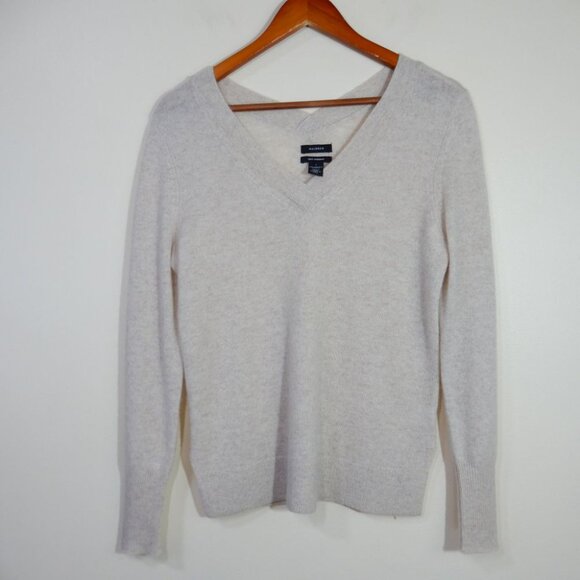 Halogen V-Neck SWEATER Size S 100% Lightweight Cashmere Beige NEW - Picture 3 of 7